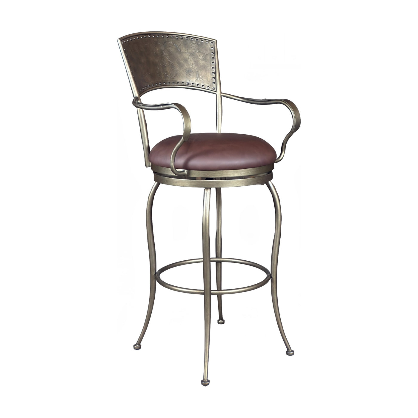 Metal Bar Stool W/ Leather Seat