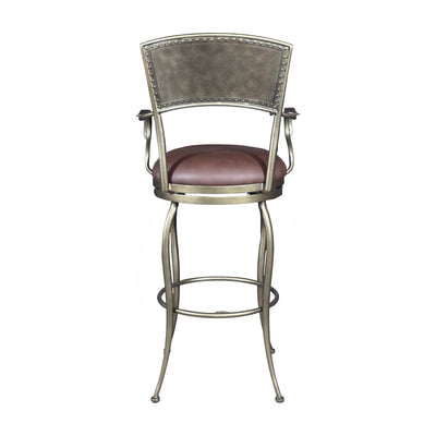Metal Bar Stool W/ Leather Seat