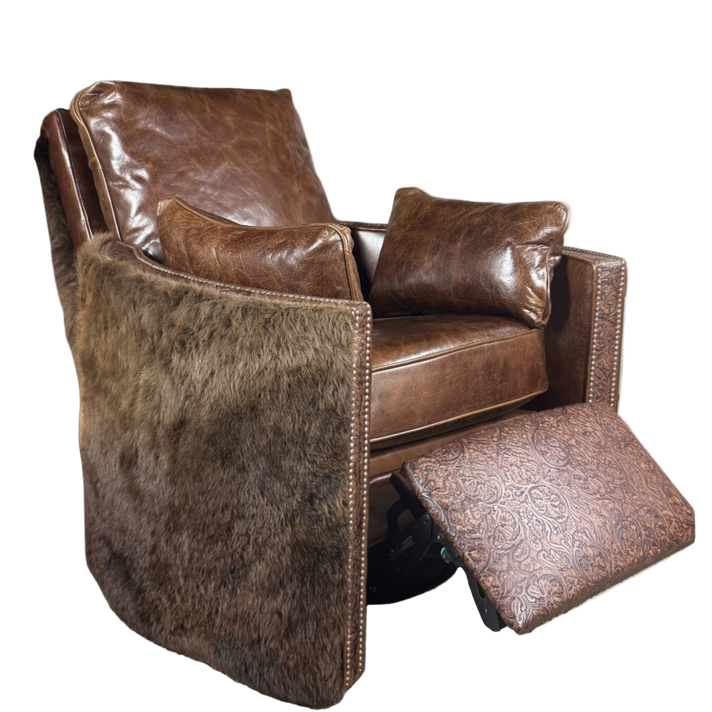 Hudson Bison Buffalo Swivel Recliner