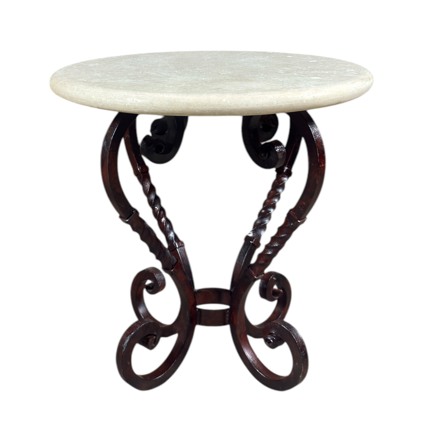 26'' Round Cream Travertine End Table-D