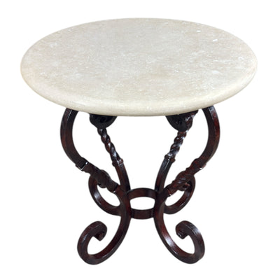 26'' Round Cream Travertine End Table-D