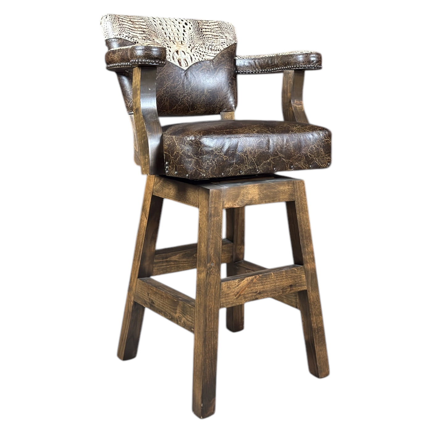 Denali Ranch Aryana W/ Croc Ivory Gold Barstool