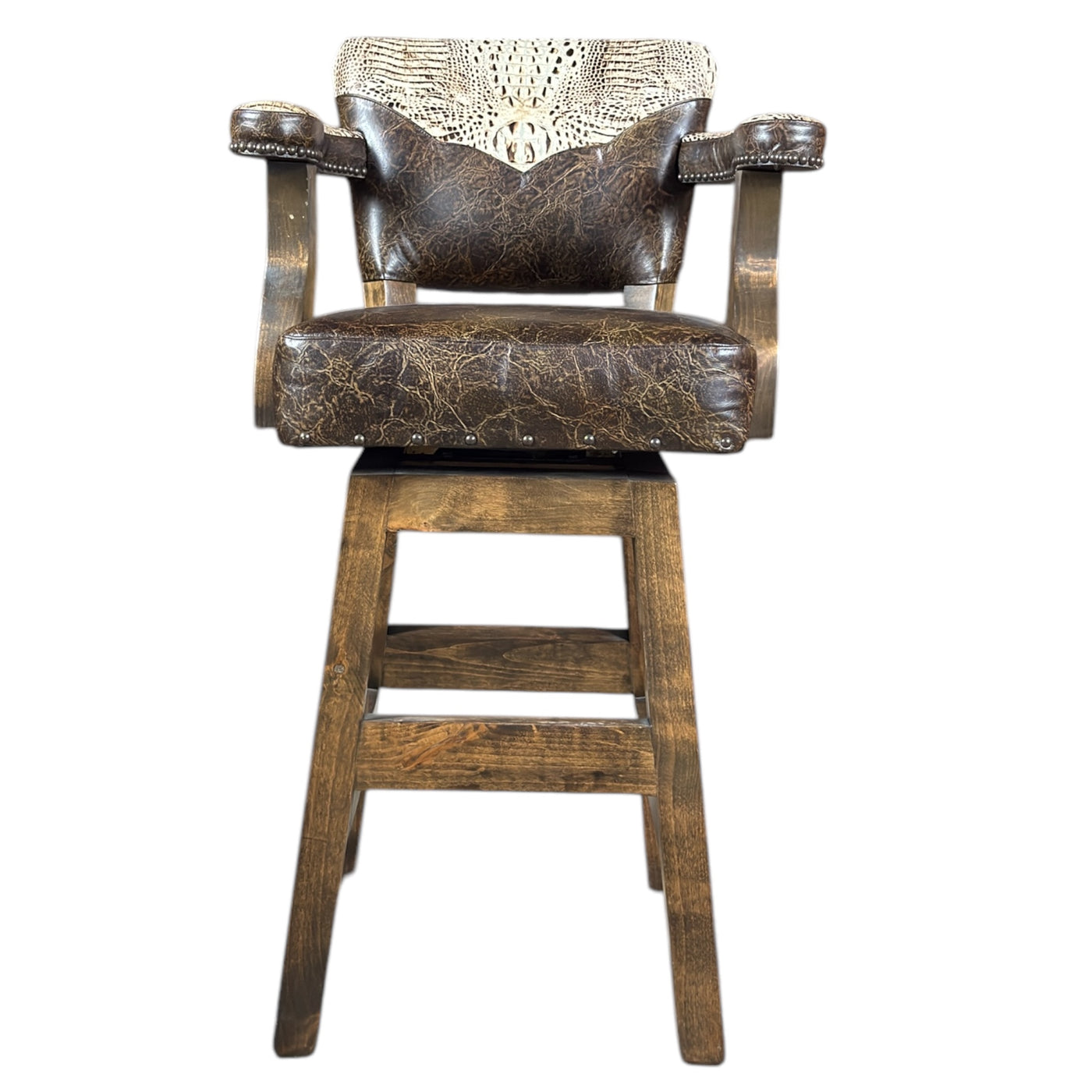 Denali Ranch Aryana W/ Croc Ivory Gold Barstool