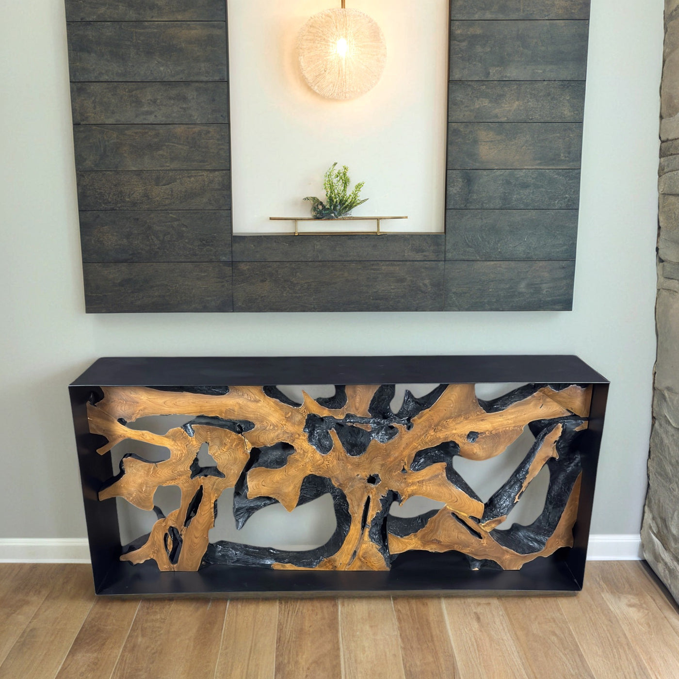 Iron Wrapped Live Edge Console