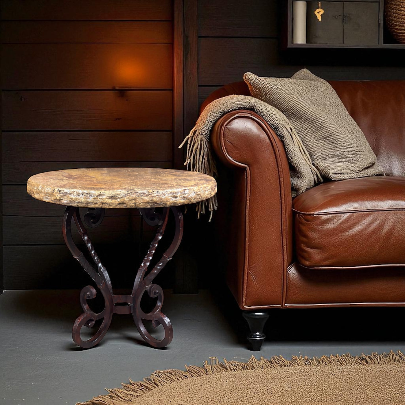28'' Round Desert Travertine End Table
