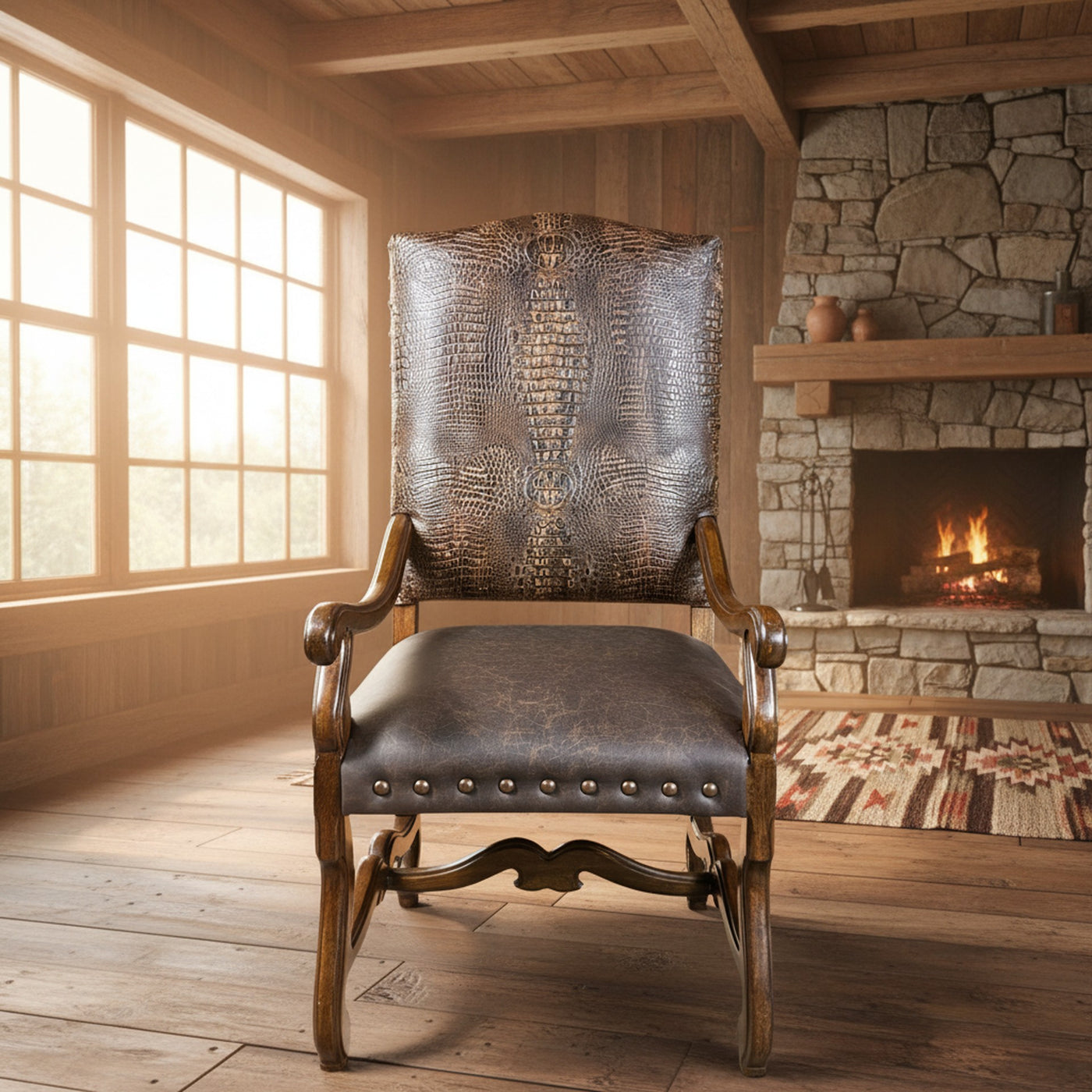Crown Arm Chair With Croc Chocolate