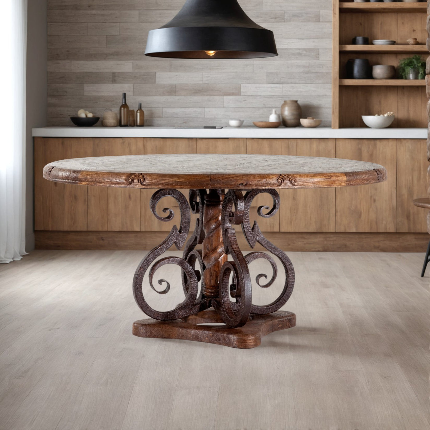 Round Dining Table With Iron Base