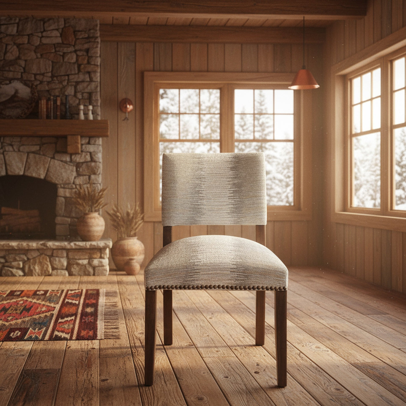 Taupe Lines Liam Side Chair