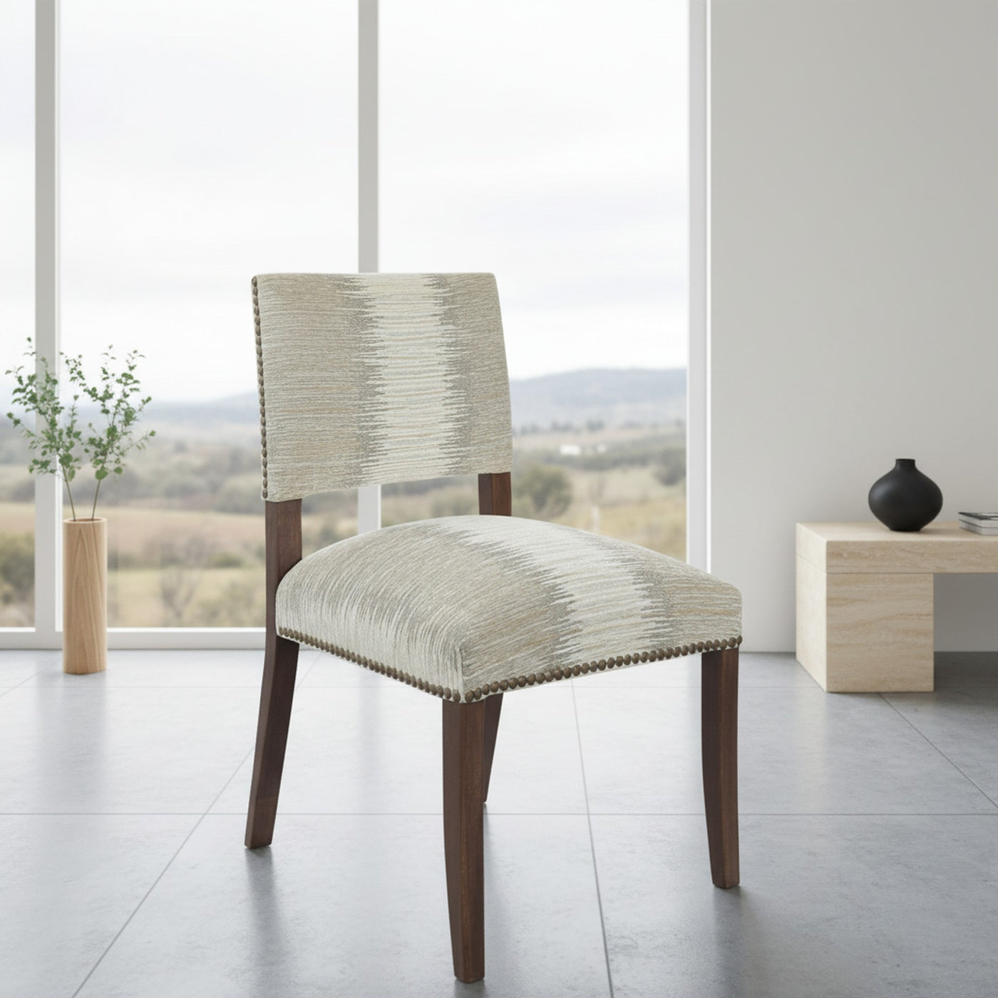 Taupe Lines Liam Side Chair