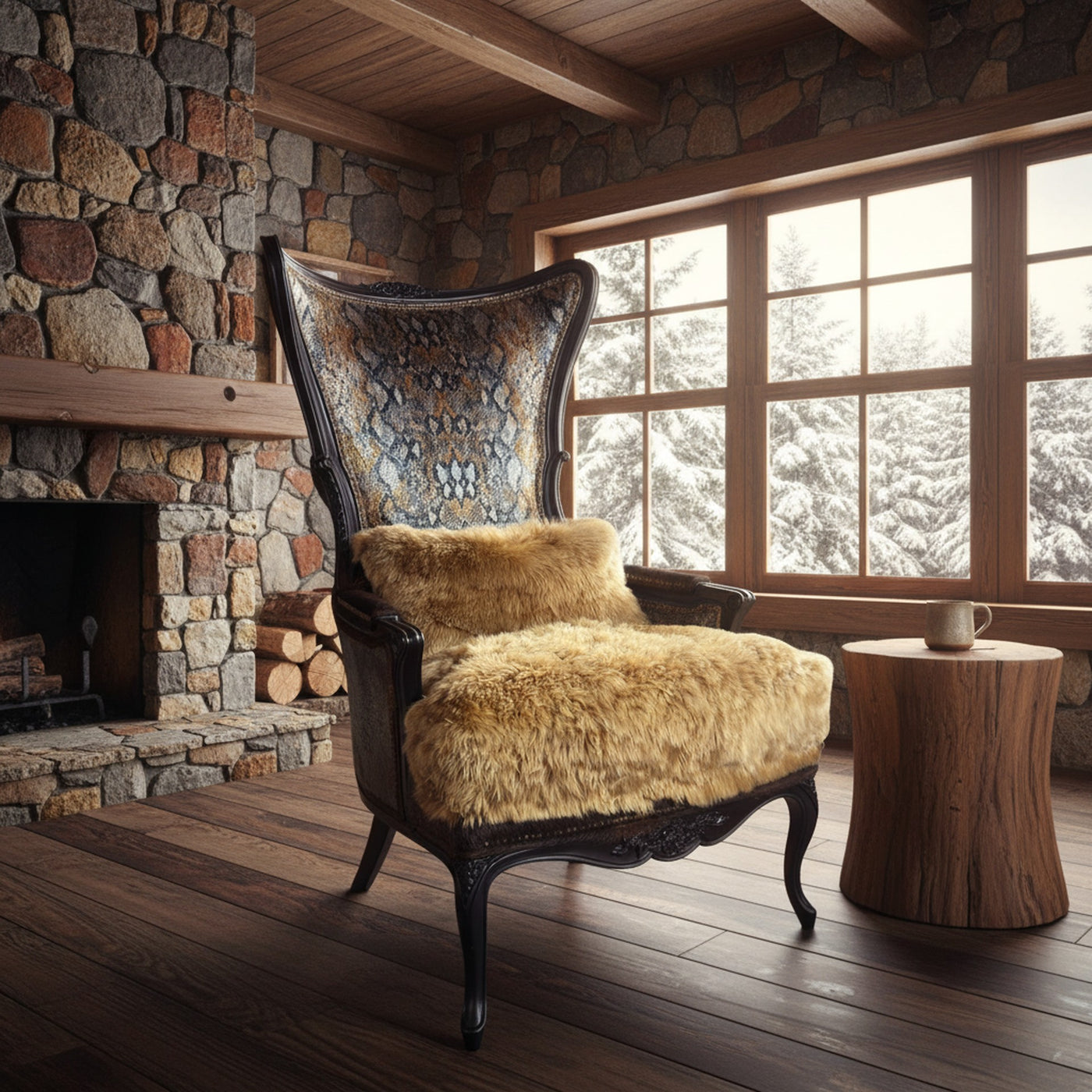 Zuri Anaconda Sunset Wingback Chair