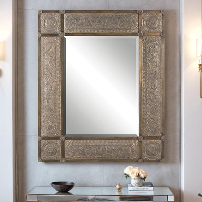Caspian Embossed Metal Wall Mirror