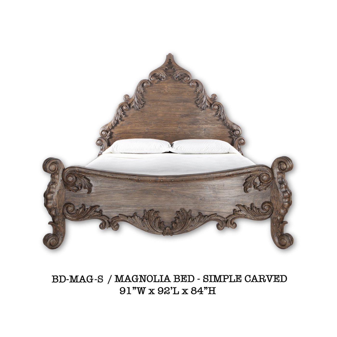 Magnolia King Bed-Simple Carved