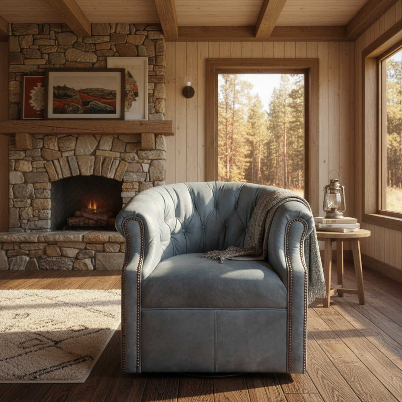 Blue Swade Swivel Chair