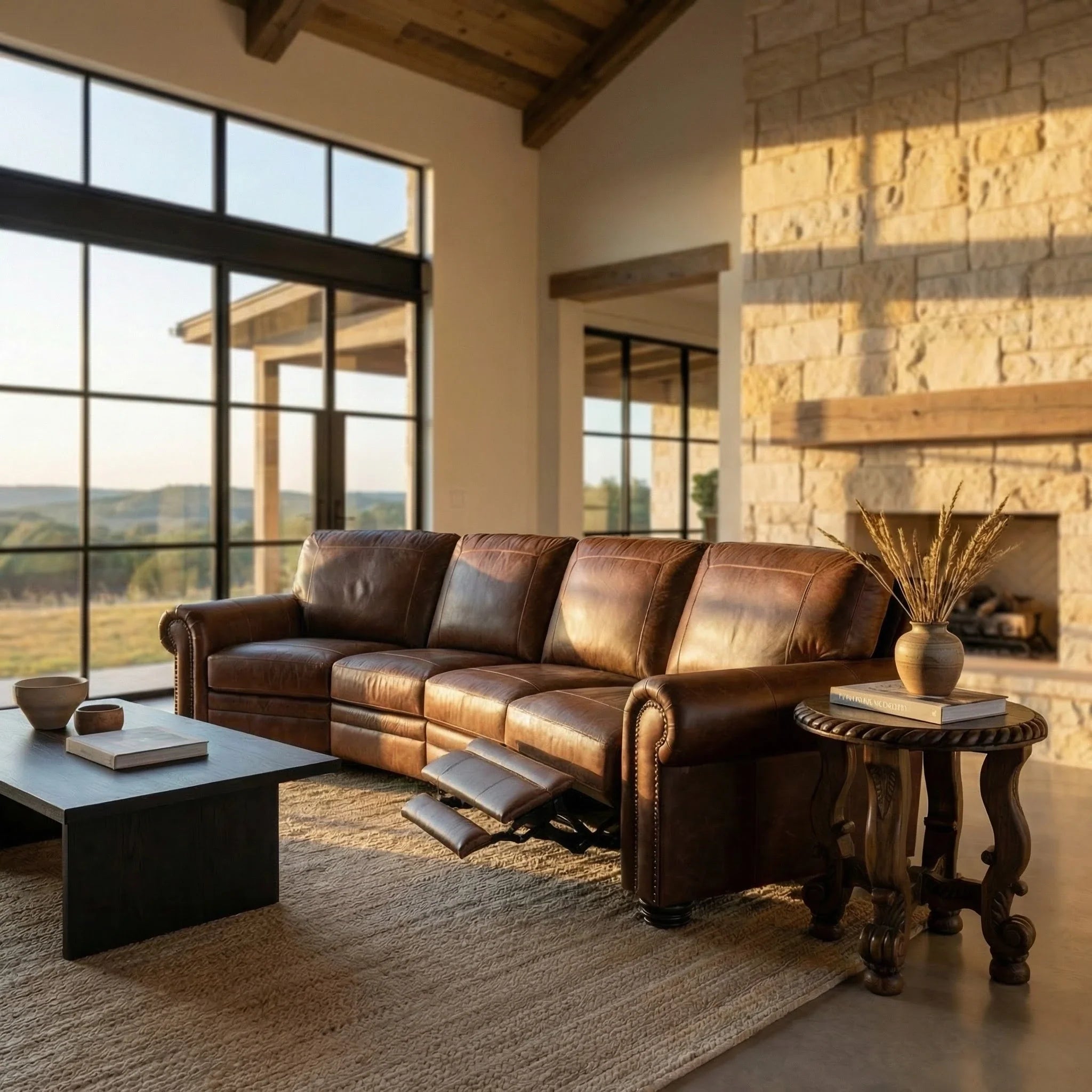 Bison Leather Reclining Sofa – Hill Country Interiors