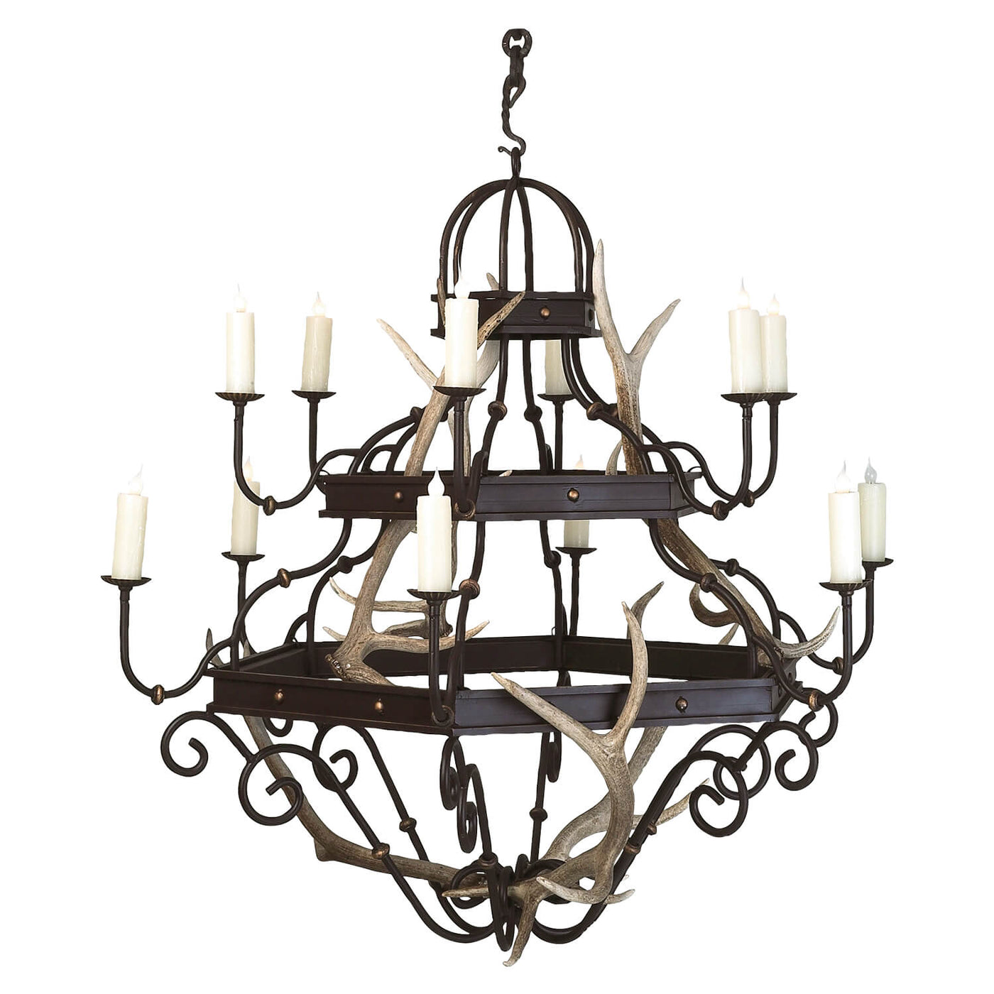 Victor Two Tier Chandelier With Antlers