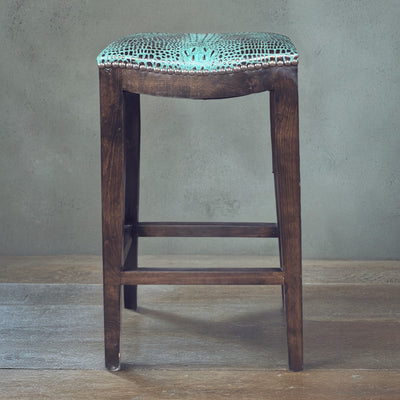 Denali Ranch Croc Turquoise Stool
