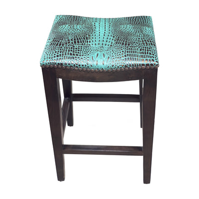 Denali Ranch Croc Turquoise Stool