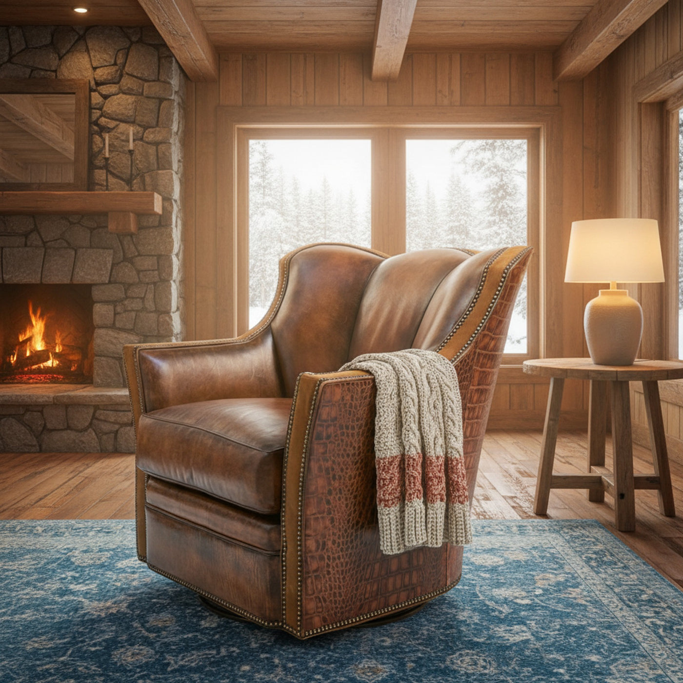 Dakota Swivel Croc Chair