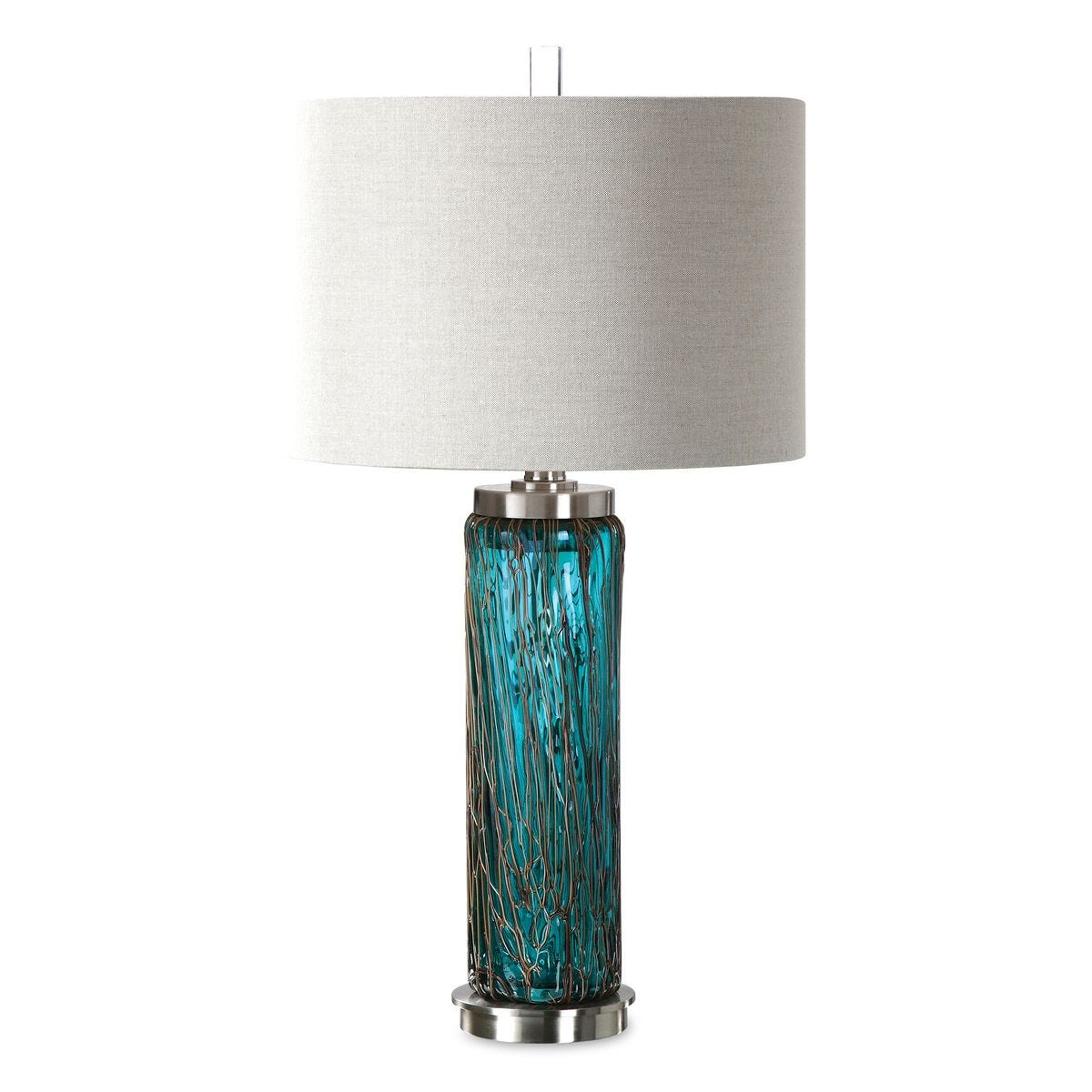 Teal Glass Table Lamp