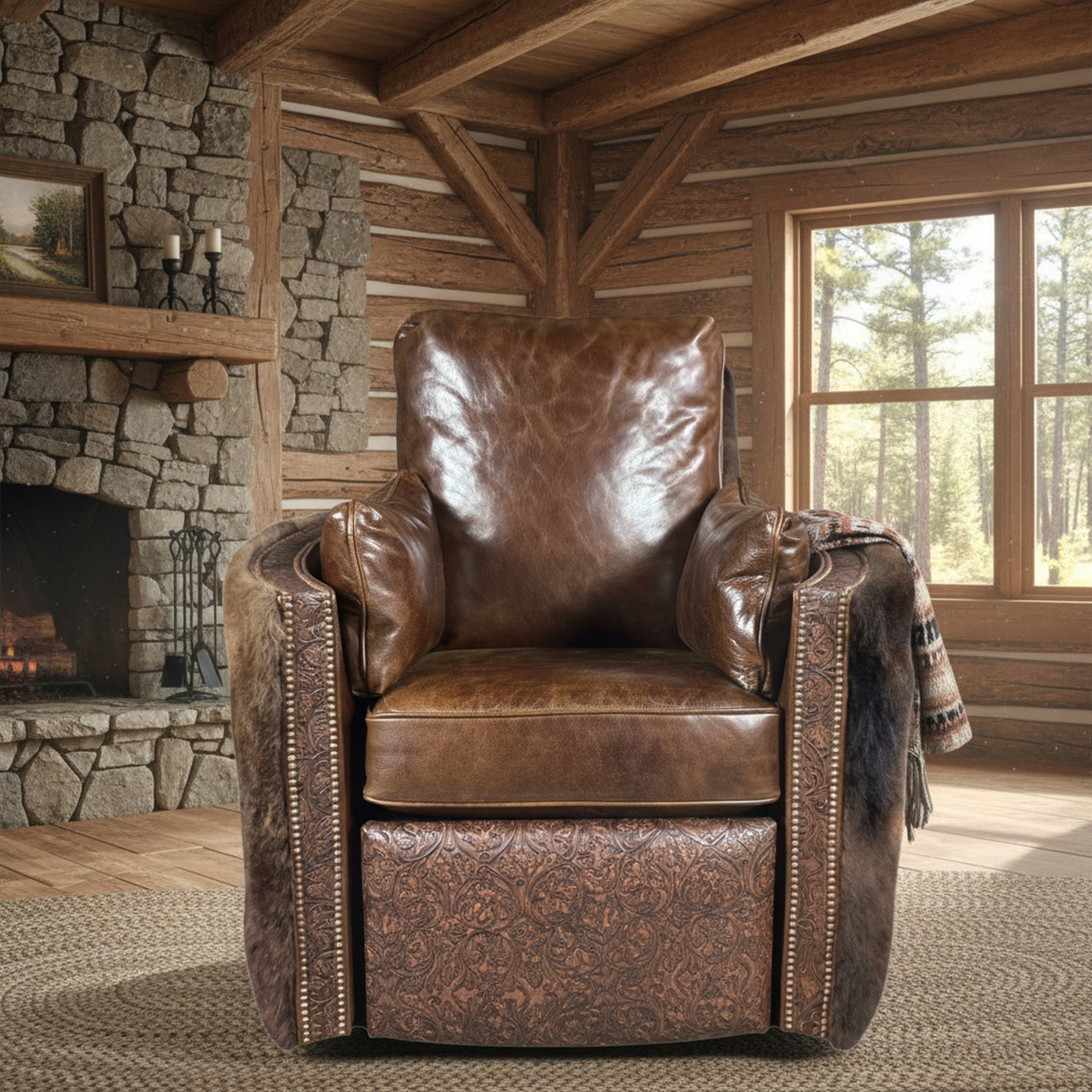 Hudson Bison Buffalo Swivel Recliner
