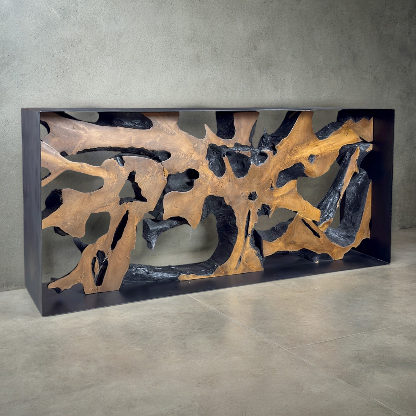 Iron Wrapped Live Edge Console