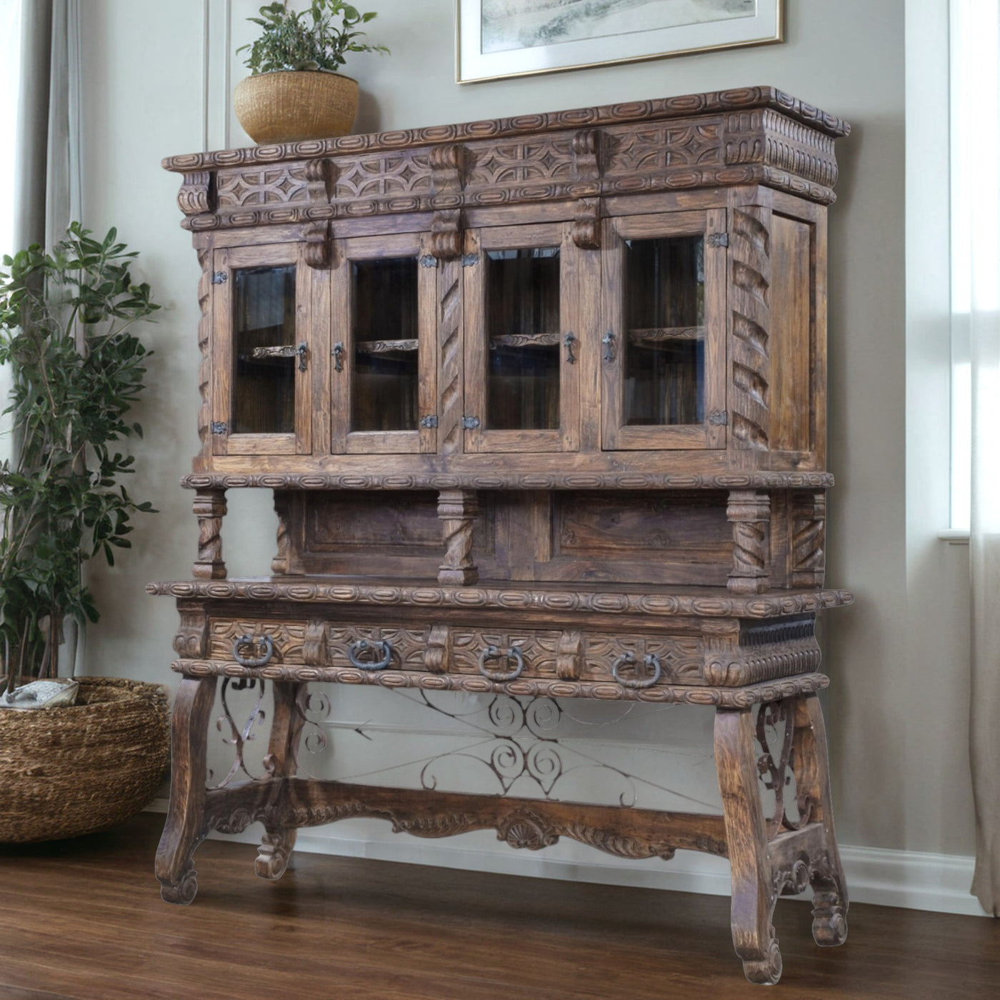 Spanish Prison with Hutch Console Table-J