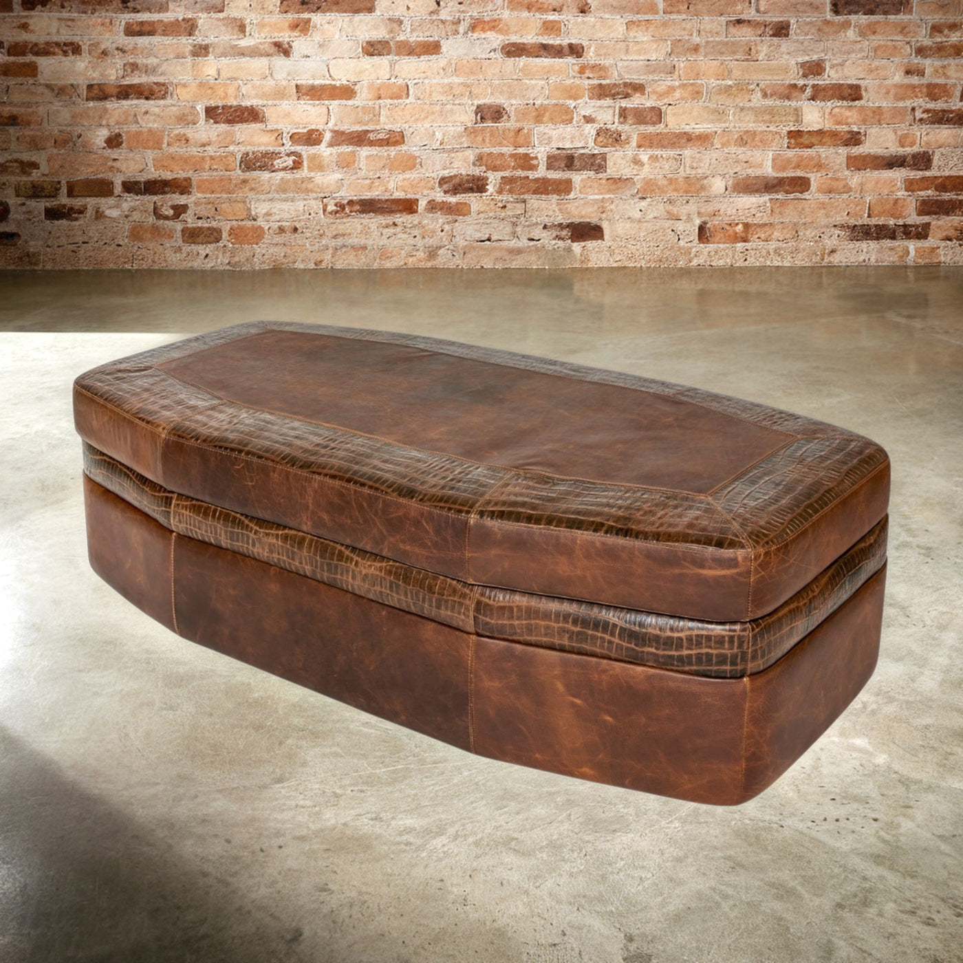 Storage Bison Walnut Tool Ottoman