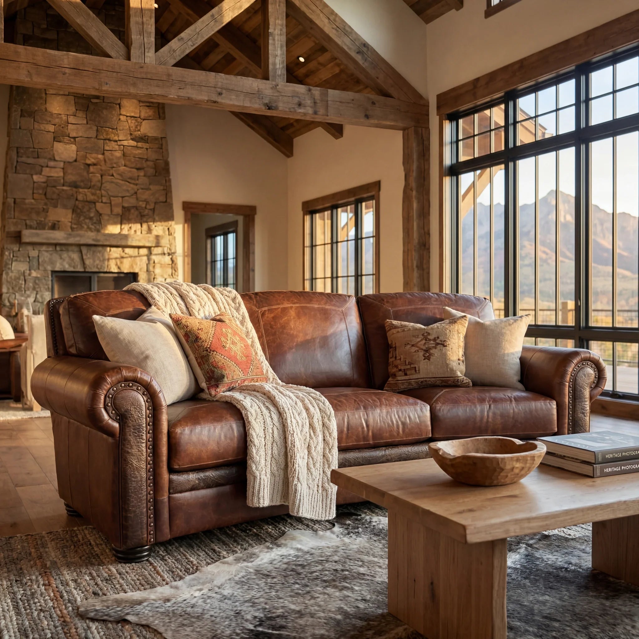 Bison Conversation Leather Sofa – Hill Country Interiors