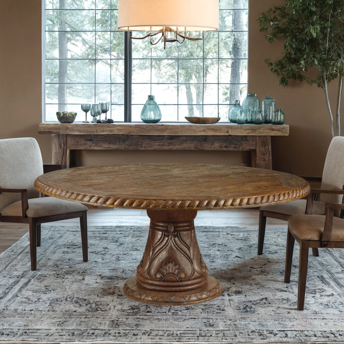 Round Dining Table With Simple Base