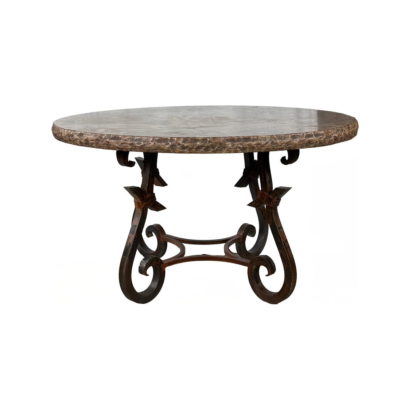 Travertine Top W/ Montecillo Iron Base