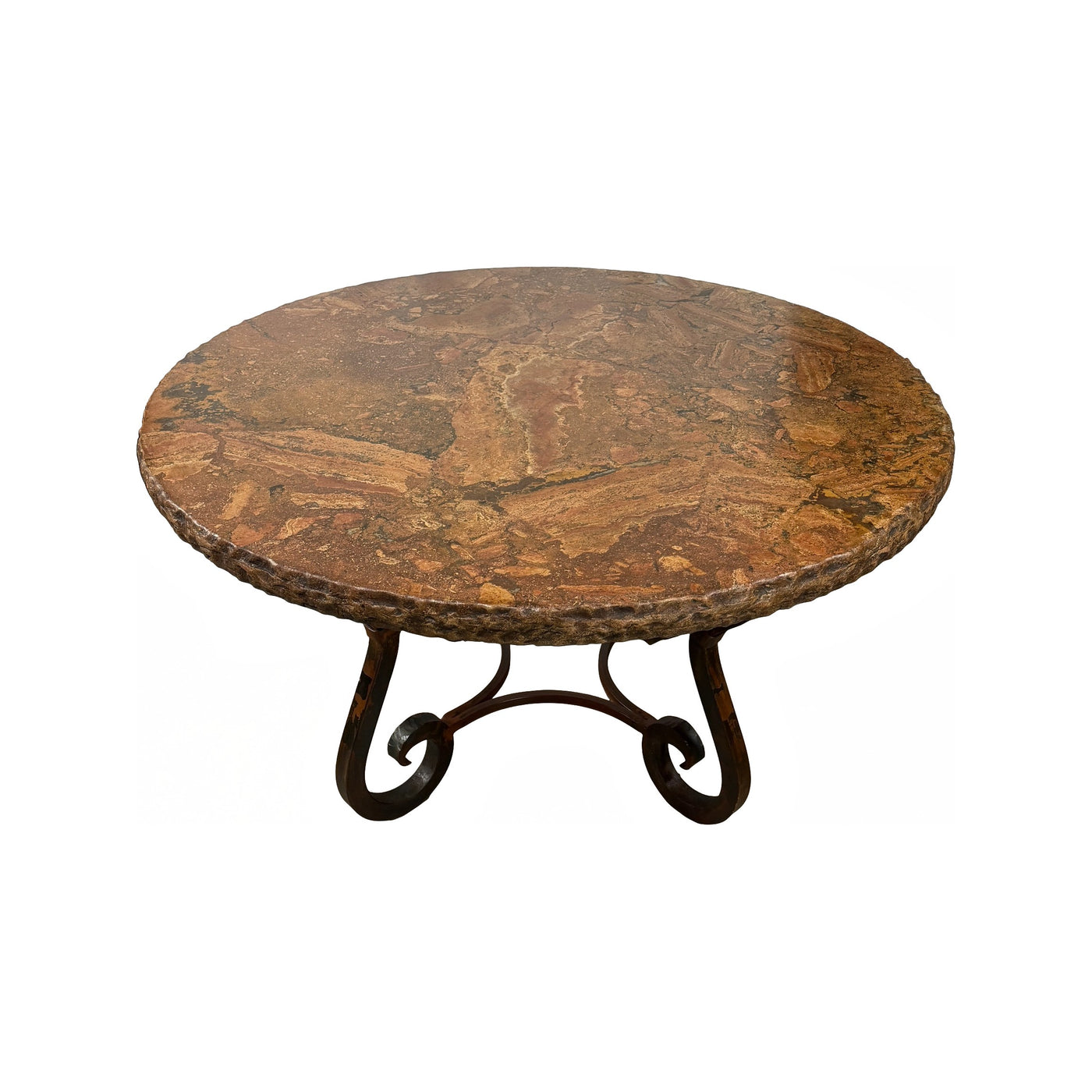 Travertine Top W/ Montecillo Iron Base