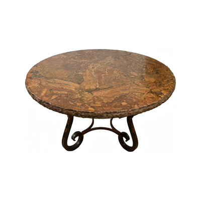 Travertine Top W/ Montecillo Iron Base