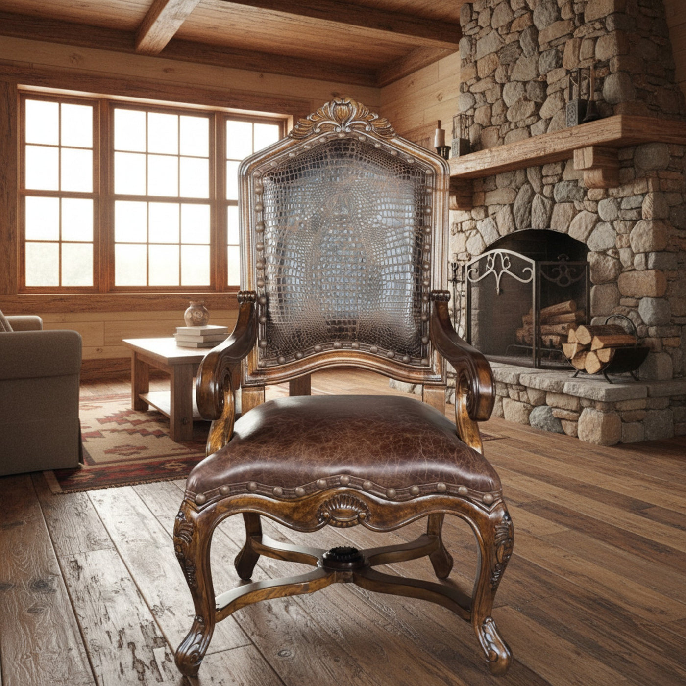 Verona Arm Chair Croc Sierra Walnut